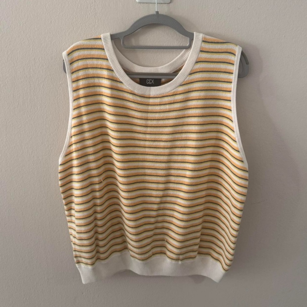 City Chic Striped Sweater -‎ Cream and Gold